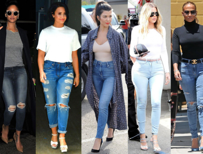 celebrites aux hanches larges en jeans bleus