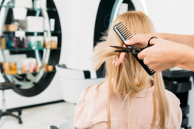 cheveux dans le compost coiffeur coupant des cheveux peints