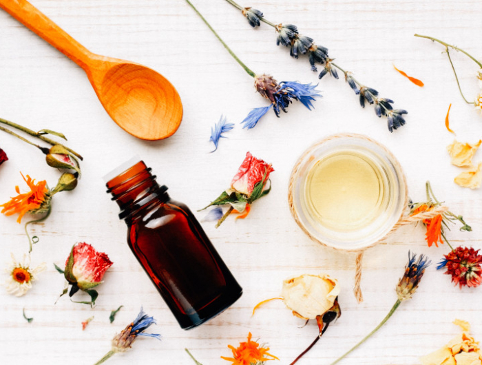 herbal skincare.oil,extract,aroma,dried flowers