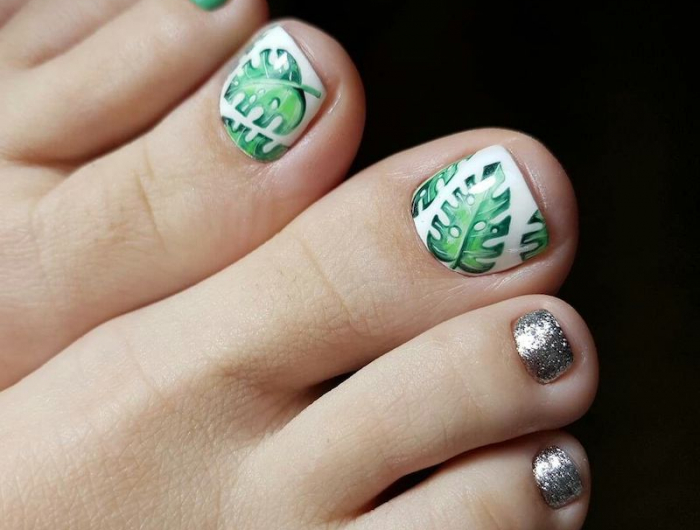 palmiers sur les ongles ongle en geli pied photo motif d été