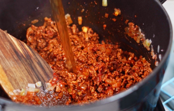 recette de chili con carne a la poele sauce bouillon boeuf