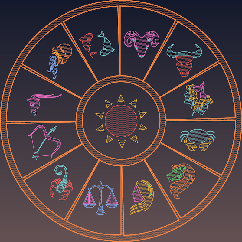 un rond avec tous les signes astrologiques