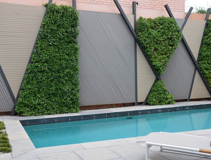 comment realiser un mur vegetal exterieur mur romboides pres dune piscine