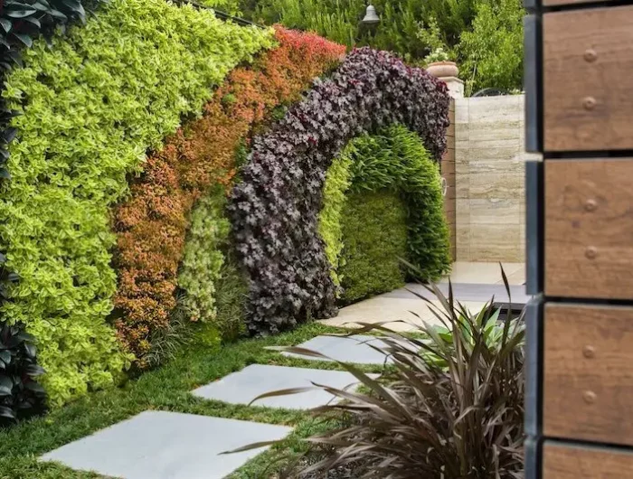 mur vegetal exterieur formes geometriques