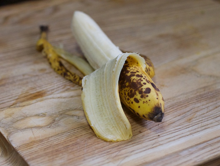 open as in peeled banana