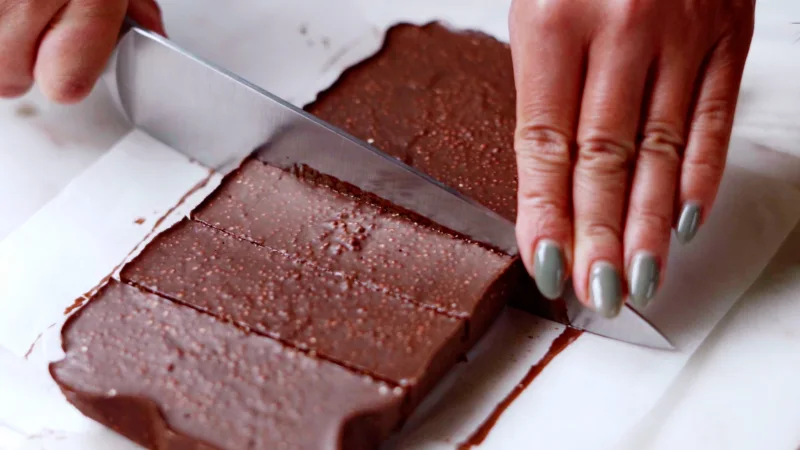 how to cut chocolate bars parchment paper knife