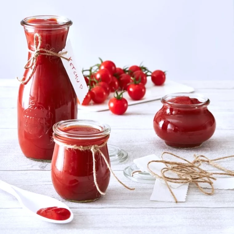 conservation tomates naturelle bocaux en verre avec sauce rouge