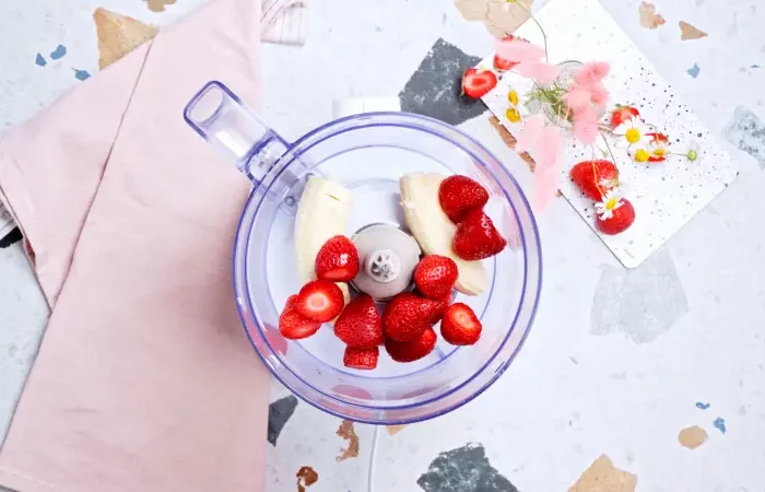 fraises banane robot culinaire serviette cuisine rose recette crepes