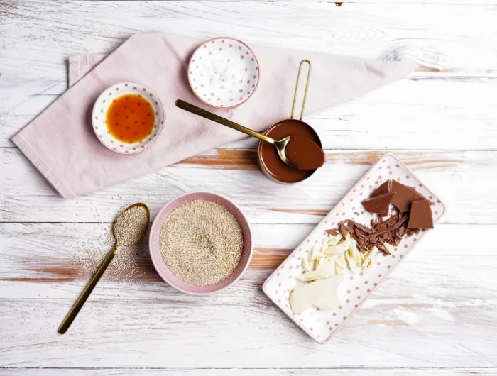 ingredients recette barres chocolat quinoa vanille cuillere