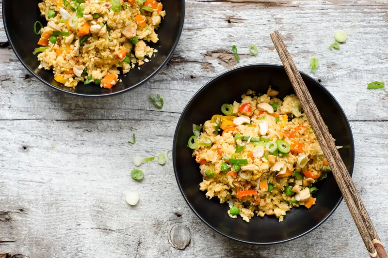 riz frit vegetarien sans oeuf aux graines de sesame