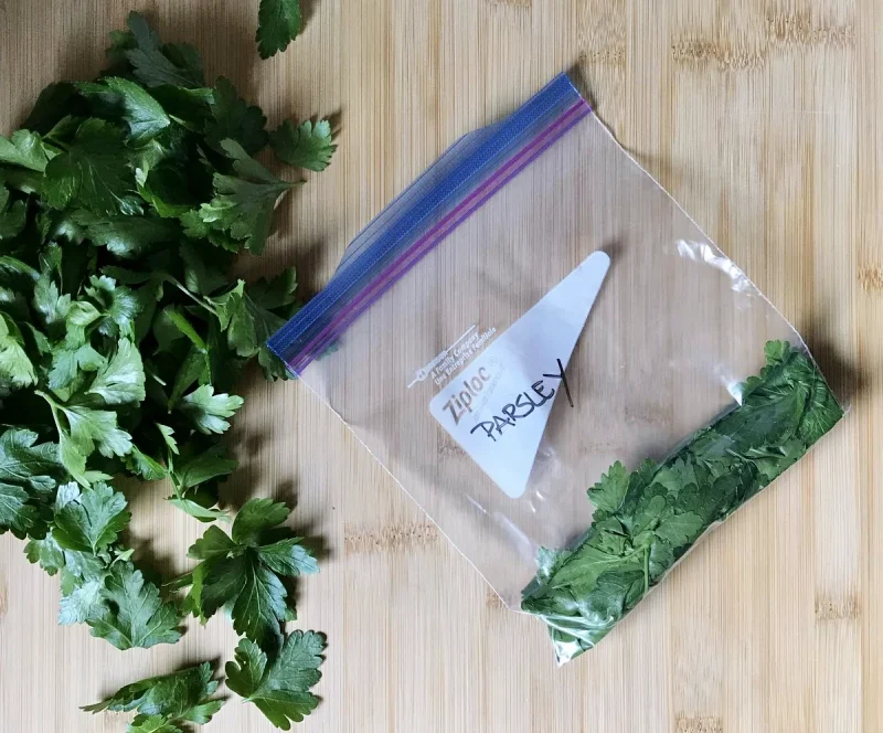 food bags freezer preservation parsley ax method