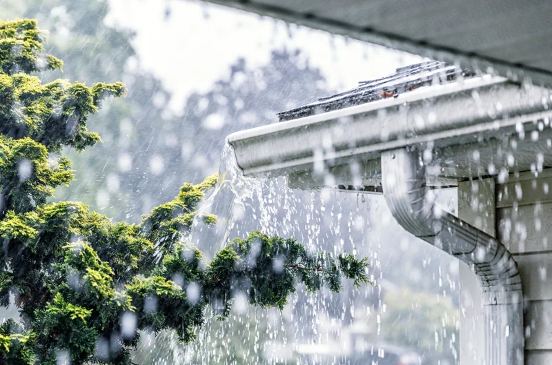 evacuation eau de pluie dans le jardin toiture forte pluie