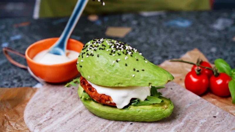 Sesame seeds vegetarian healthy burger recipe