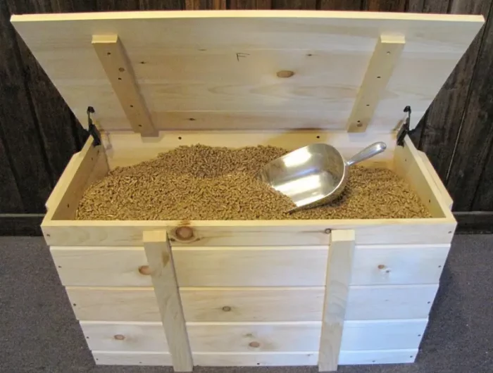 comment stocker granules de bois en vrac recipient en bois pour les pellets