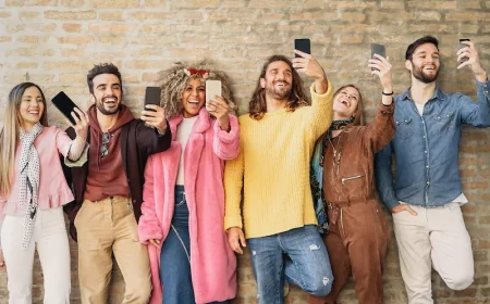 comment se mettre en valeur sur une photo groupe dejeunes faisant un selfie