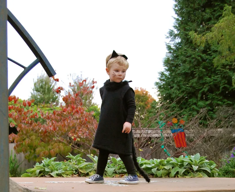 costume halloween enfant petit chaton noir garçon