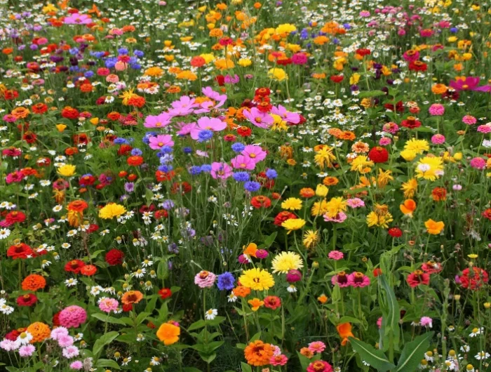 fleurs champs differentes couleurs