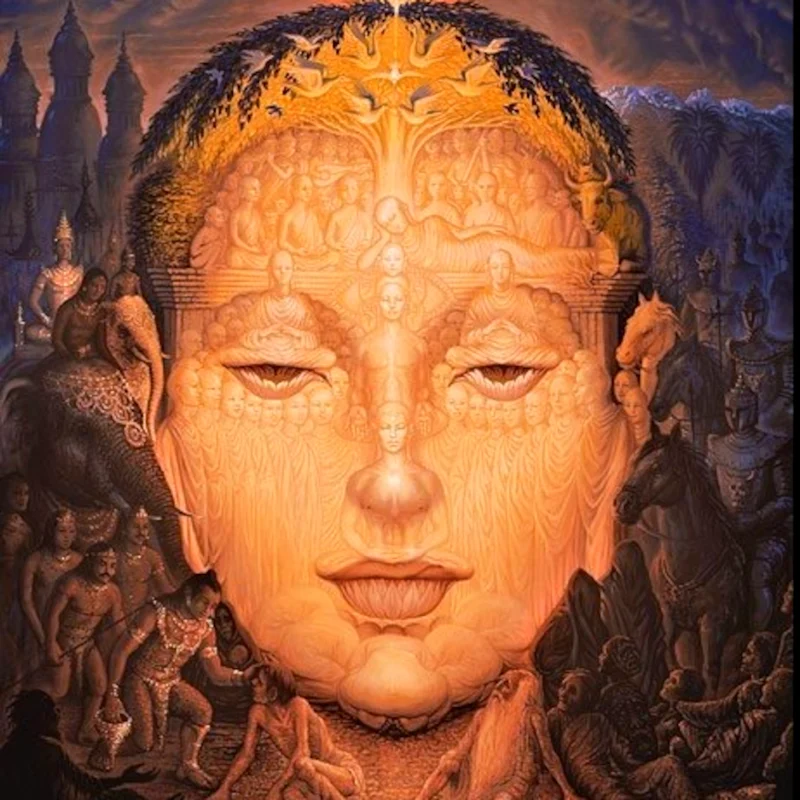octavio ocampo et une femme visage peinture illusion optique