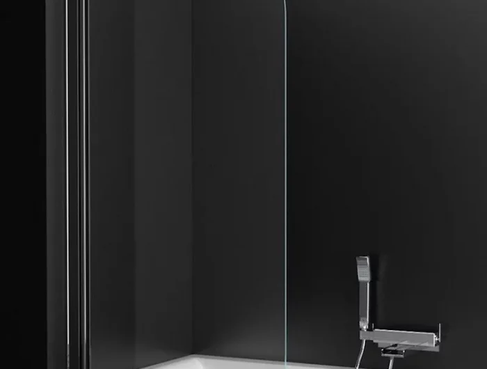 paroie de la baignoire banche en plexiglas et mur peints en noir