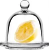 recipient pour conservation du citron avec un demi citron sous cloche sur fond blanc