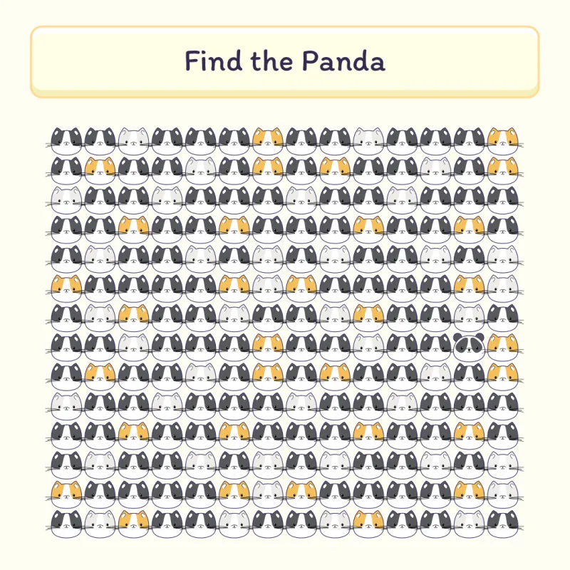 test visuel trouver le panda