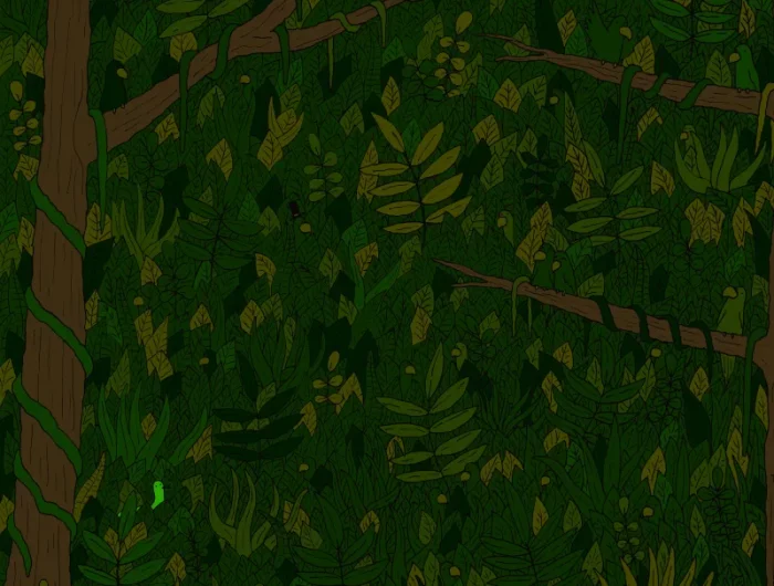 trouvez le serpent mis en evidence ici sur fond de nuance de vert