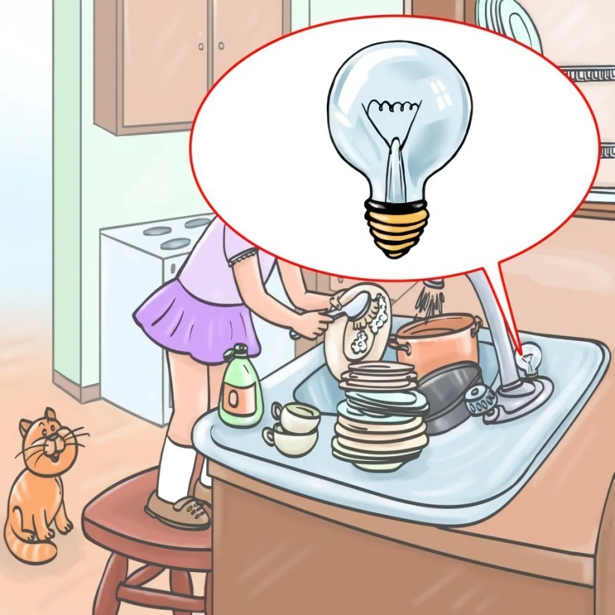 casse tete erreur image ampoule electrique evier chat cuisine
