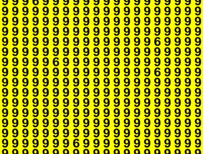 chiffre neuf rt chiffre six en repetition sur fond jaune