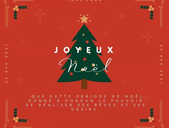 image fêtes de noël belles images fond rouge sapin vert et message original