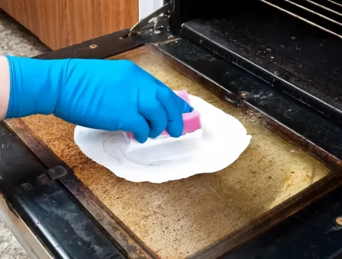 quel produit le plus efficace pour nettoyer un four main qui frotte la porte avec bicarbonate
