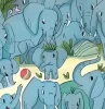 rhinoceros cache parmi des elephants en troupeau