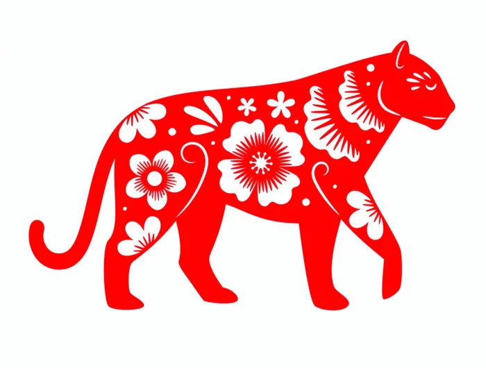 tigre rouge sur fond blanc horscope chinois