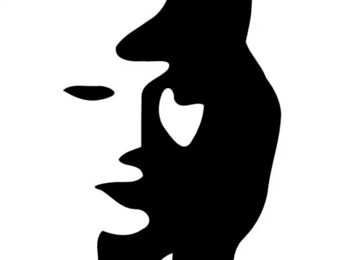 visage de femme ou silhouette d homme qui joue au trompete