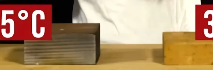 inertie thermique de deux materiaux distincts brique et morceau de bois