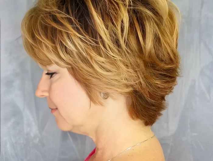 coiffure cheveux volume pixie couches longueur coloration balayage blond