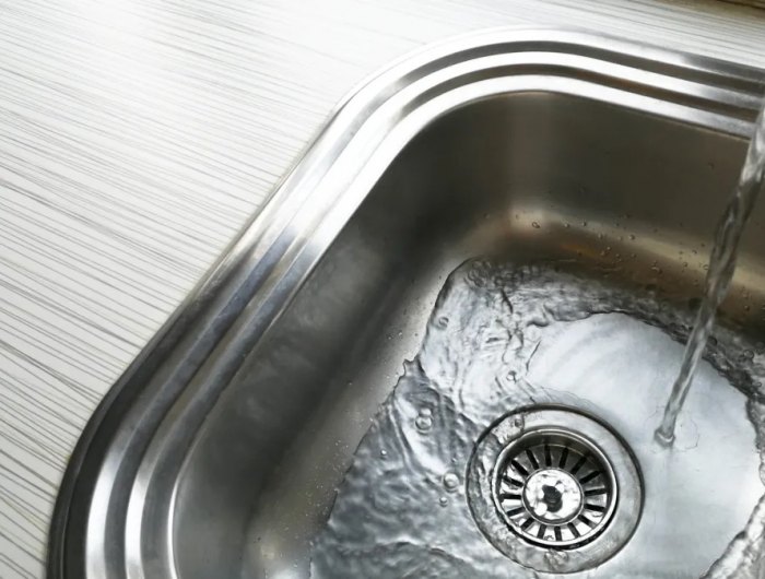 stainless steel sink with water