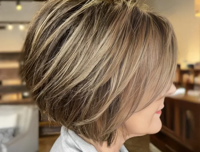 coupe carre boule degrade mi long coiffure highlights blonds