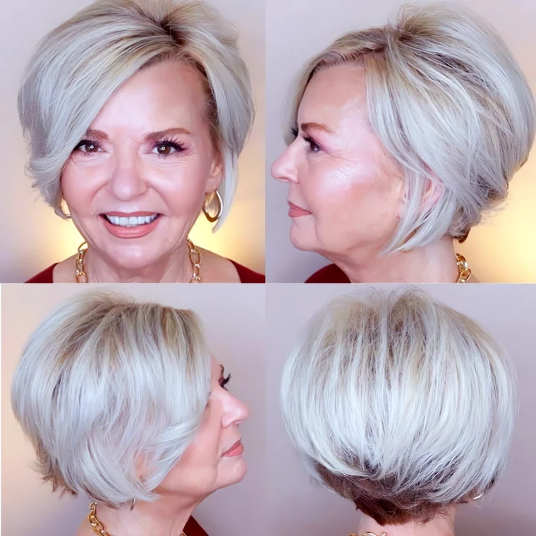 coupe de cheveux tendance 2024 femme blonde de tous les cotes