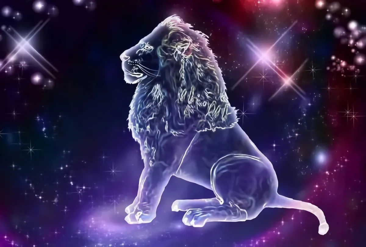 le signe du zodiaque du lion sur fond du ciel etoile