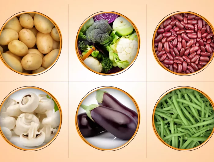 les legumes a eviter de manger crus dans six cercles sur fond jaune