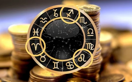 les signes de feu entoures de cercles jaunes sur fond de tas de monnaie