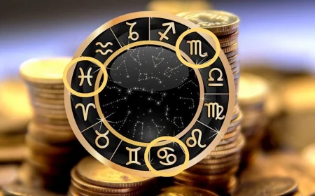 les signes deau entoures de cercles jaunes sur fond de tas de monnaie