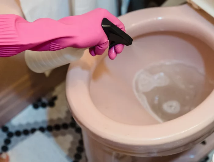 nettoyage des toilettes roses salle de bain