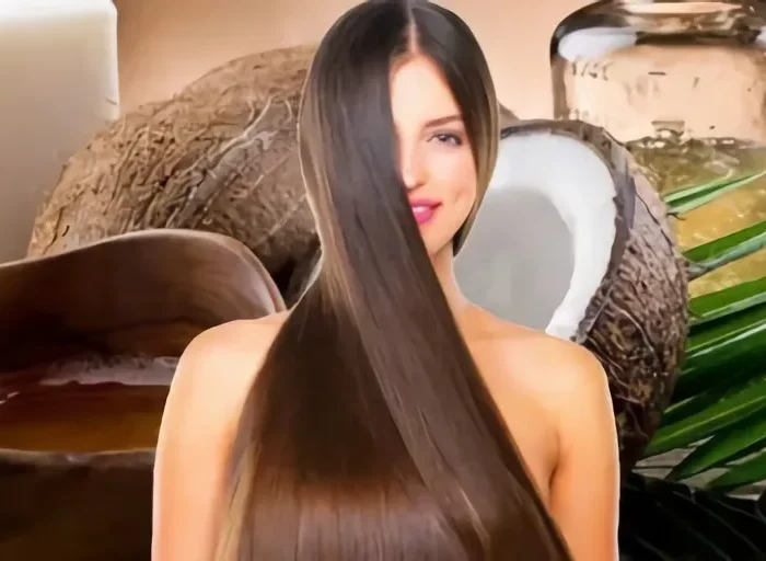 soins naturelles pour les cheveux avec une femme habillee avec ses cheveux lisses