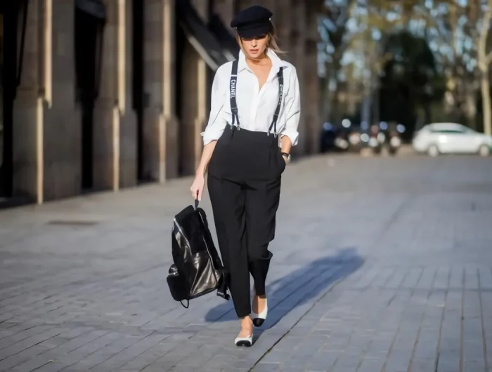 tenue en noir et blanc chemise oversize blanche