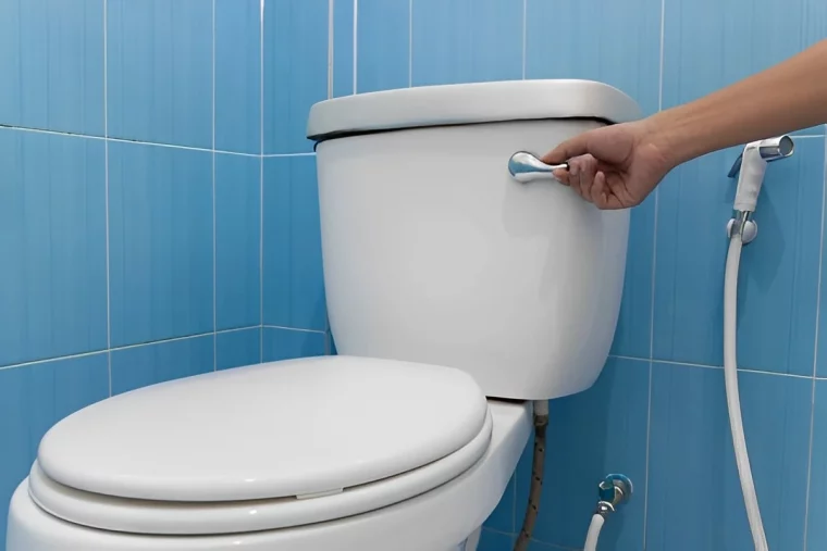 carrelage bleu toilette wc reservoir nettoyage facile avec vinaigre
