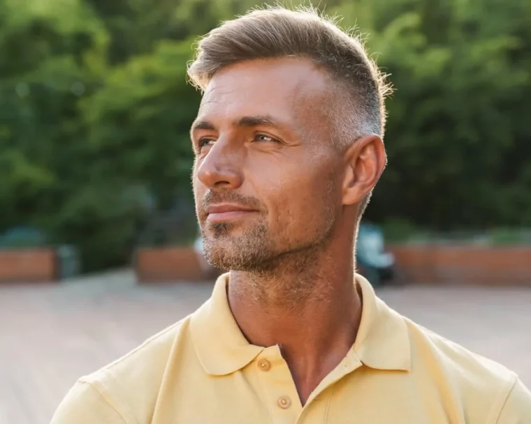 coupe de cheveux homme dégradé avec des cheveux plus longs dessus