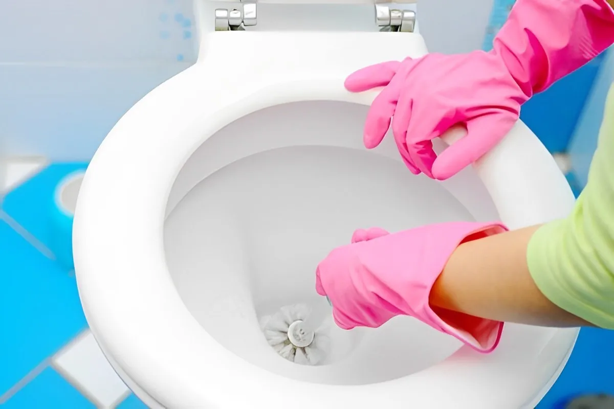 gants protection produit nettoyage toilette encastre brosse