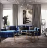 salon moderne en bleu et gris table basse en metal