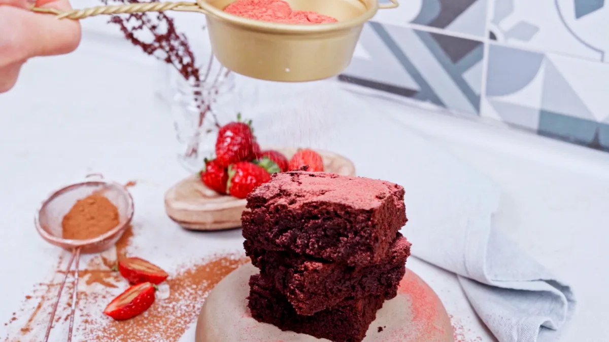 brownies barres poudre fraises dessert chocolat sans gluten poudre cacao